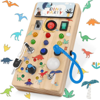 Engaging Wooden Activity Board with LED Lights for Kids