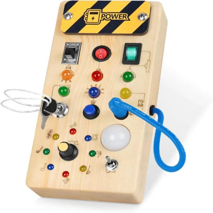 Engaging Wooden Activity Board with LED Lights for Kids