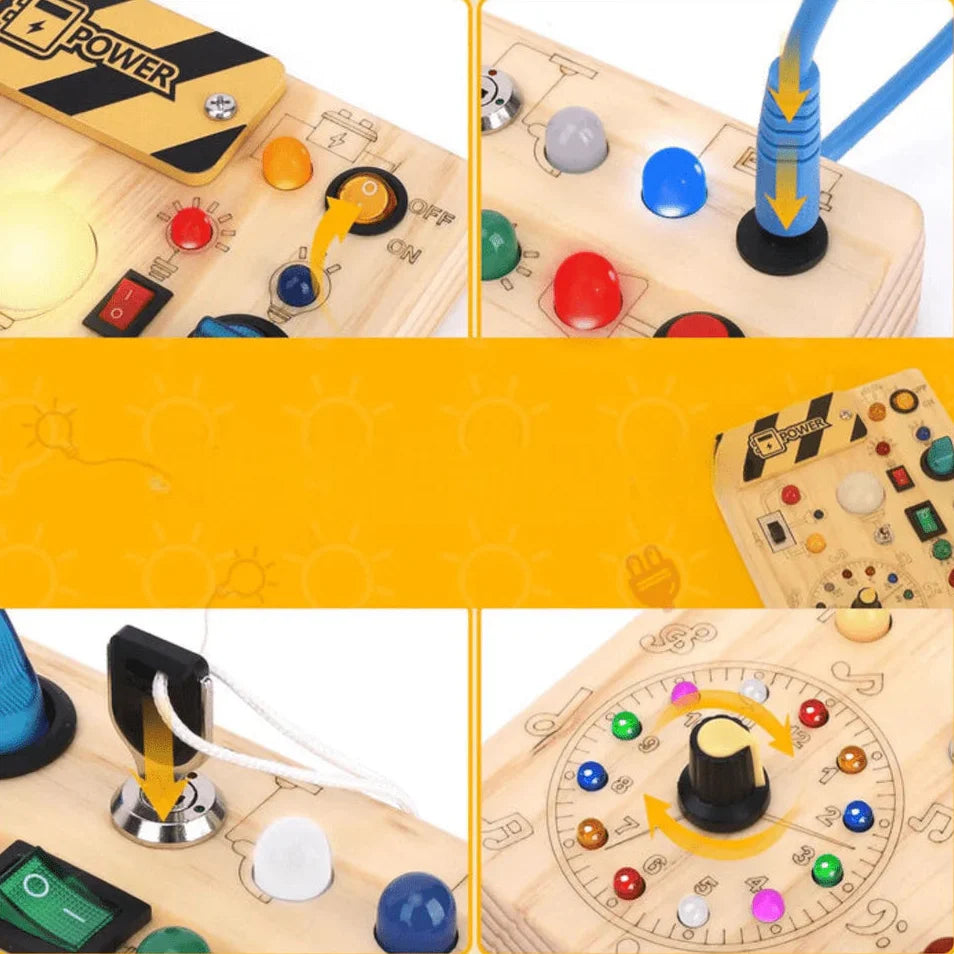 Engaging Wooden Activity Board with LED Lights for Kids