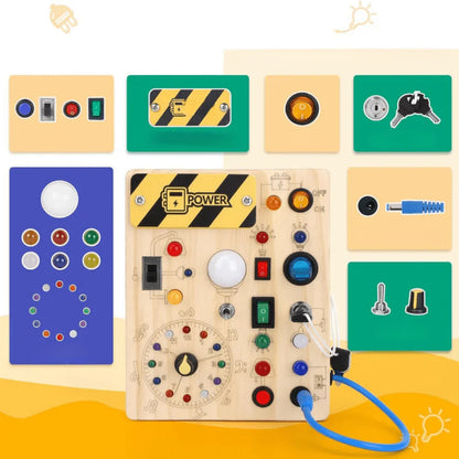Engaging Wooden Activity Board with LED Lights for Kids
