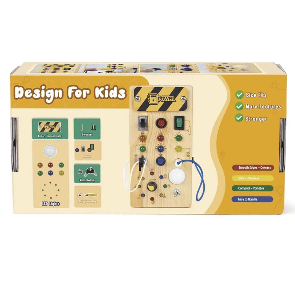 Engaging Wooden Activity Board with LED Lights for Kids