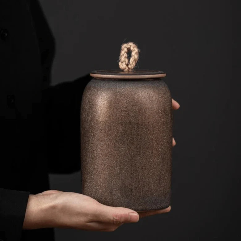 Elegant Ceramic Coffee Canister, 30 oz Portable Storage
