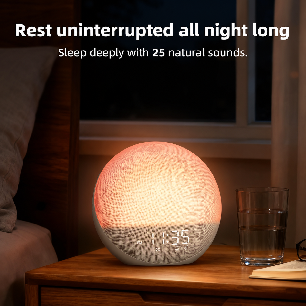 Natural Light Alarm Clock with Adjustable Brightness and Touch Controls