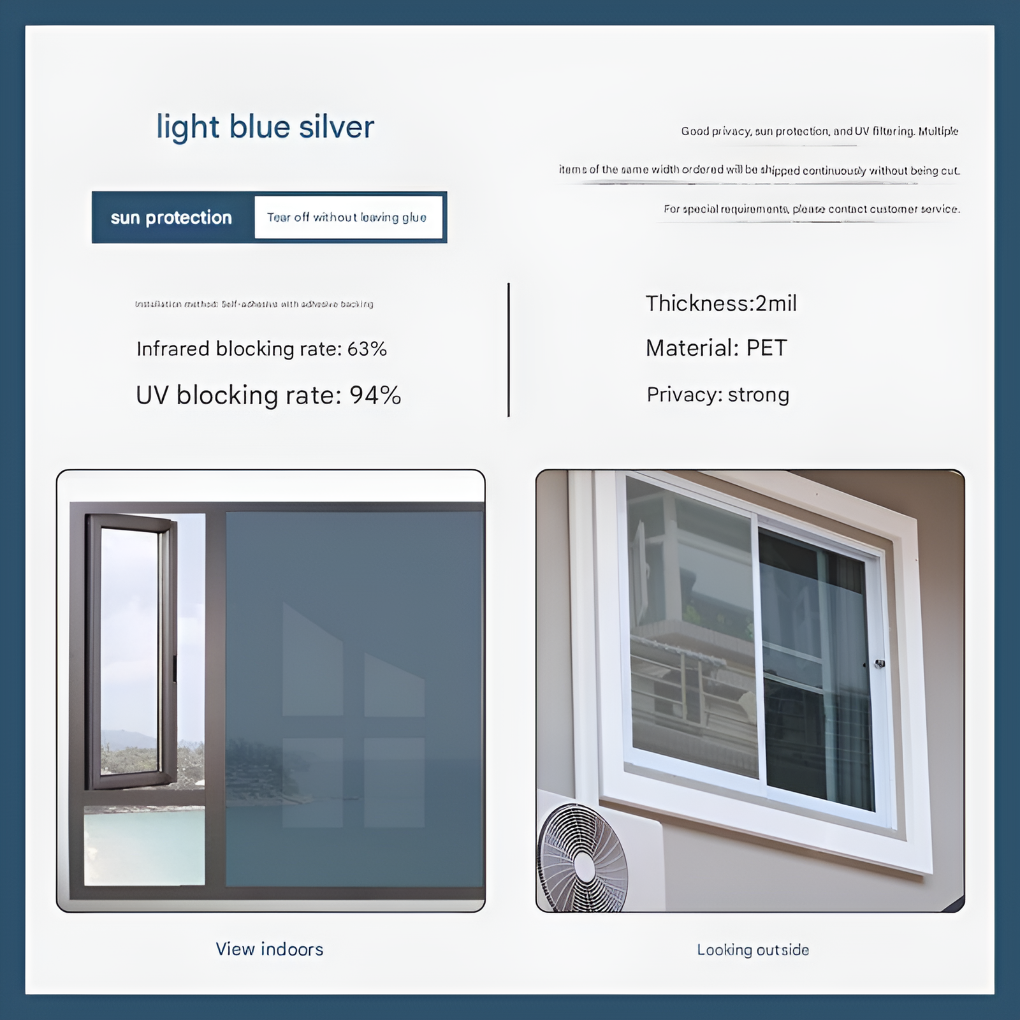 Daytime Privacy Control Window Film with Static Cling Technology