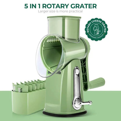 Multi-Function Grater with 5 Stainless Steel Blades & Secure Base