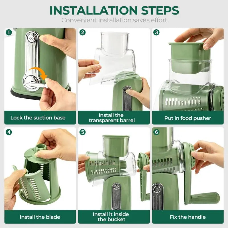 Multi-Function Grater with 5 Stainless Steel Blades & Secure Base