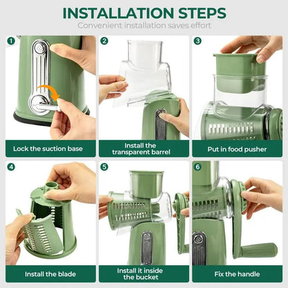 Multi-Function Grater with 5 Stainless Steel Blades & Secure Base