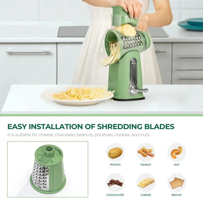 Multi-Function Grater with 5 Stainless Steel Blades & Secure Base