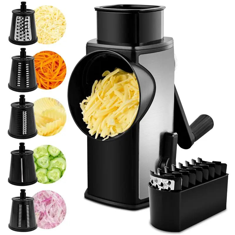 Multi-Function Grater with 5 Stainless Steel Blades & Secure Base