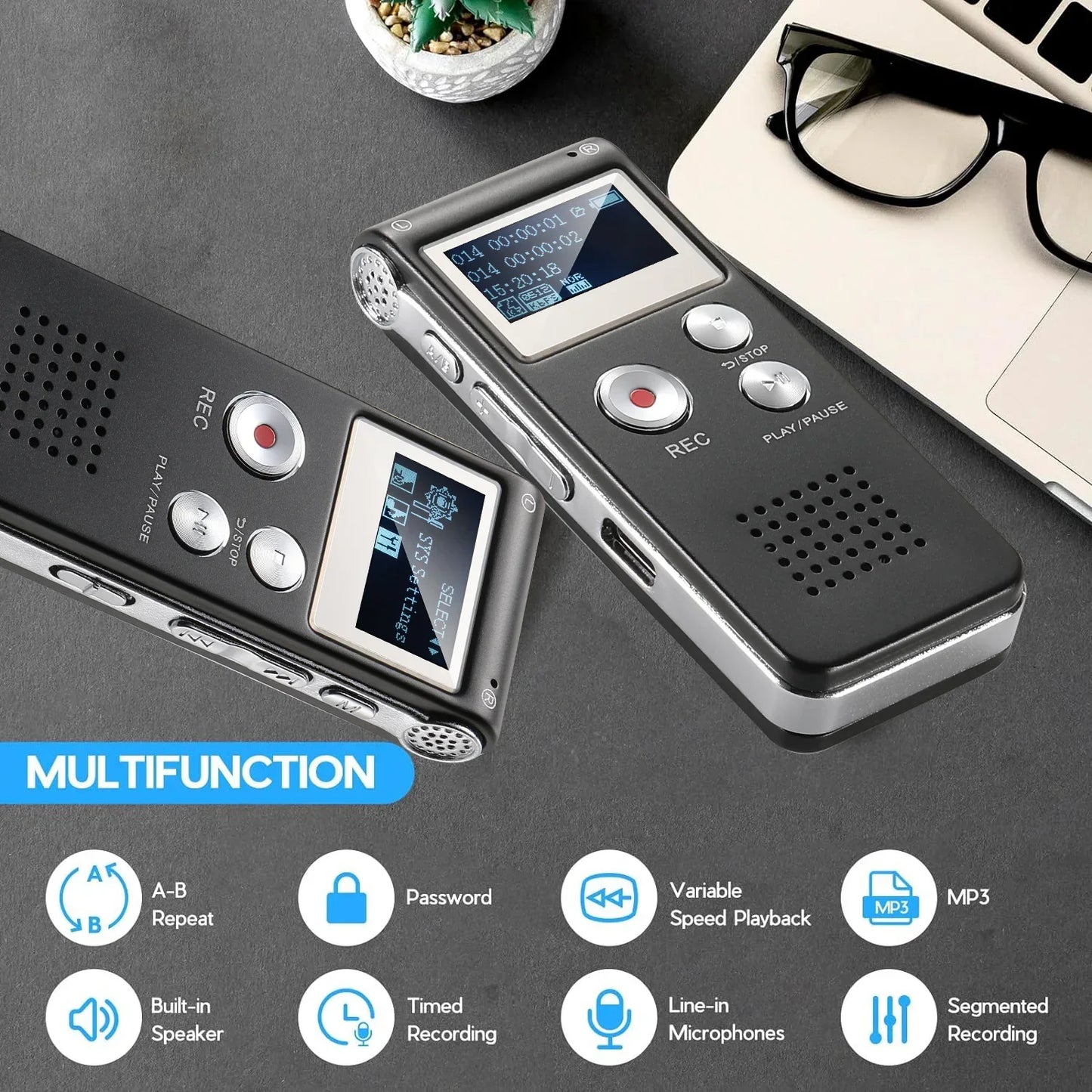 Portable Smart Voice Recorder with Instant Playback Feature