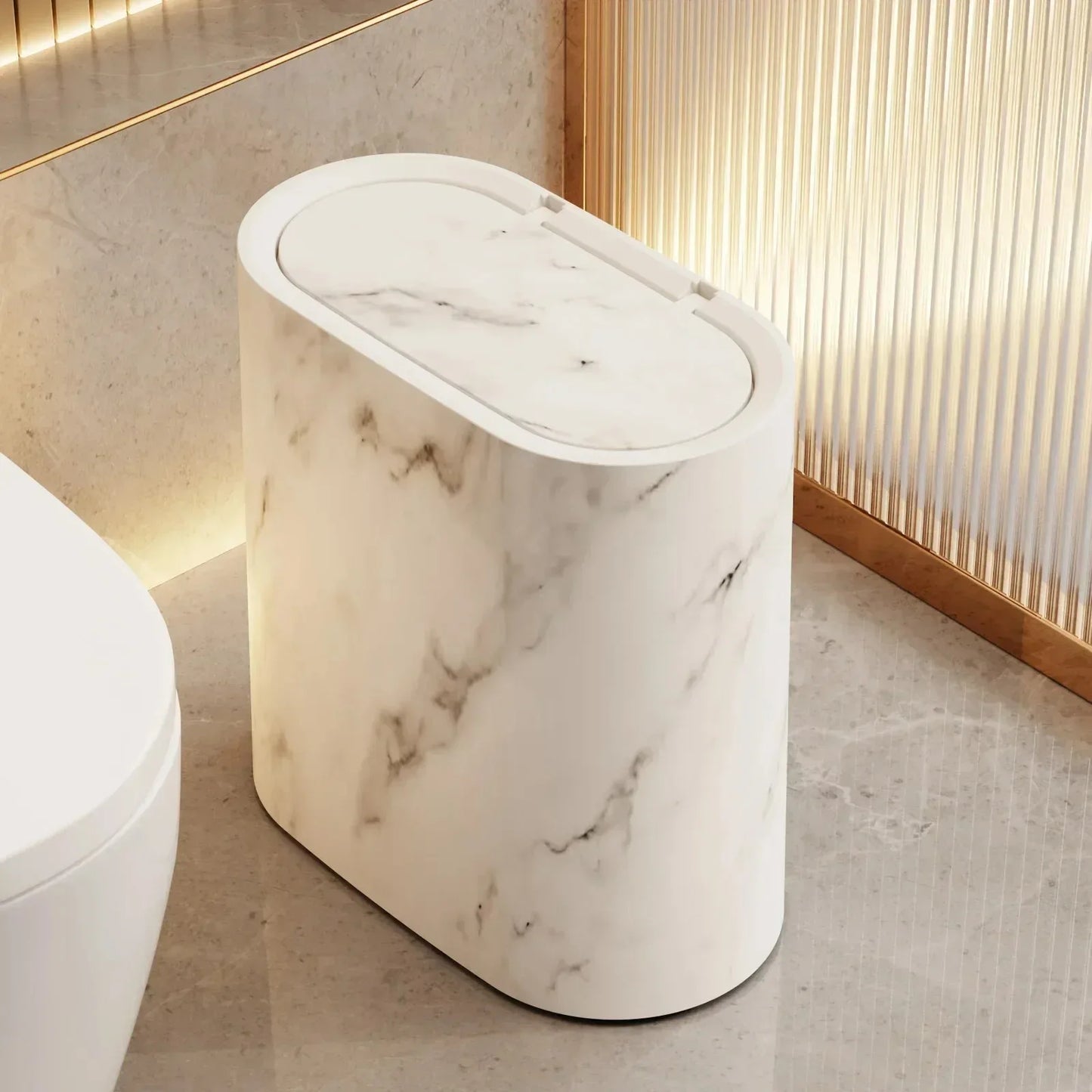 Elegant Oval Waste Bin with Push-Down Lid for Easy Use