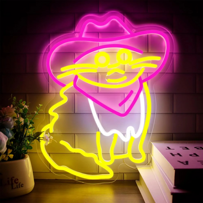 Adjustable Cat Wrangler LED Neon Sign with USB Power Supply