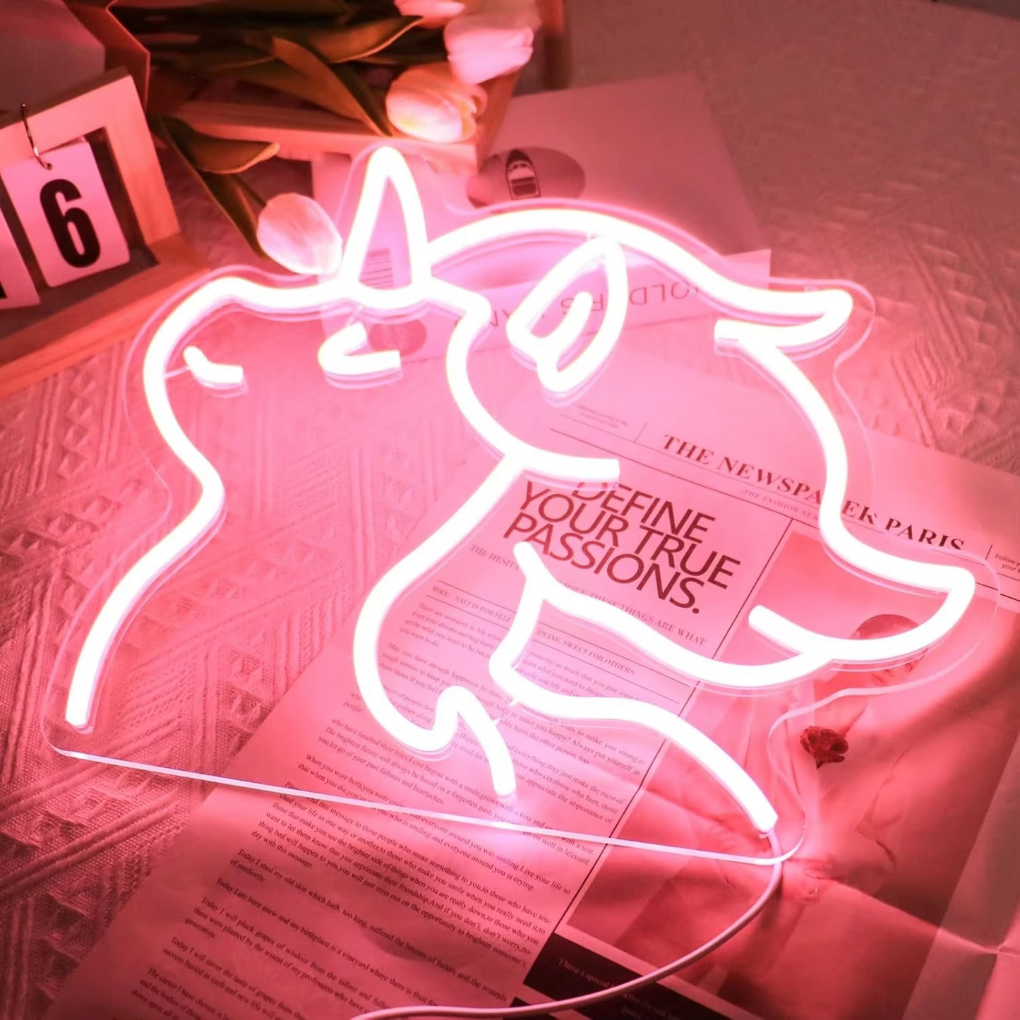 Radiant Unicorn Glow Sign with Customizable Brightness