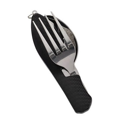 Compact Folding Outdoor Utensil Set with Stainless Steel Cutlery