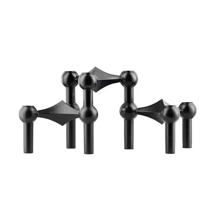 Sleek Geometric Candle Stand - Elegant Silver Centerpiece
