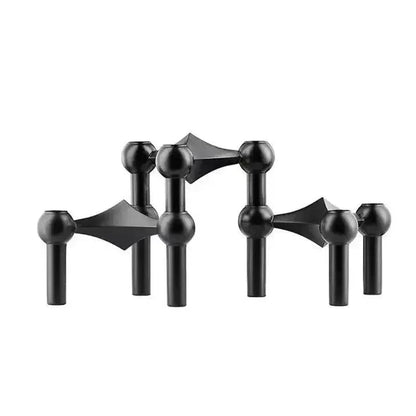 Sleek Geometric Candle Stand - Elegant Silver Centerpiece