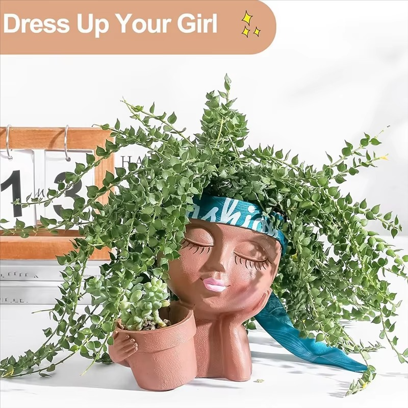 Artistic Dual-Faced Planter with Efficient Drainage for Home & Garden