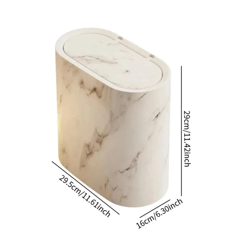 Elegant Oval Waste Bin with Push-Down Lid for Easy Use