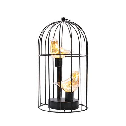 Charming LED Table Lamp with Vintage Birdcage Design