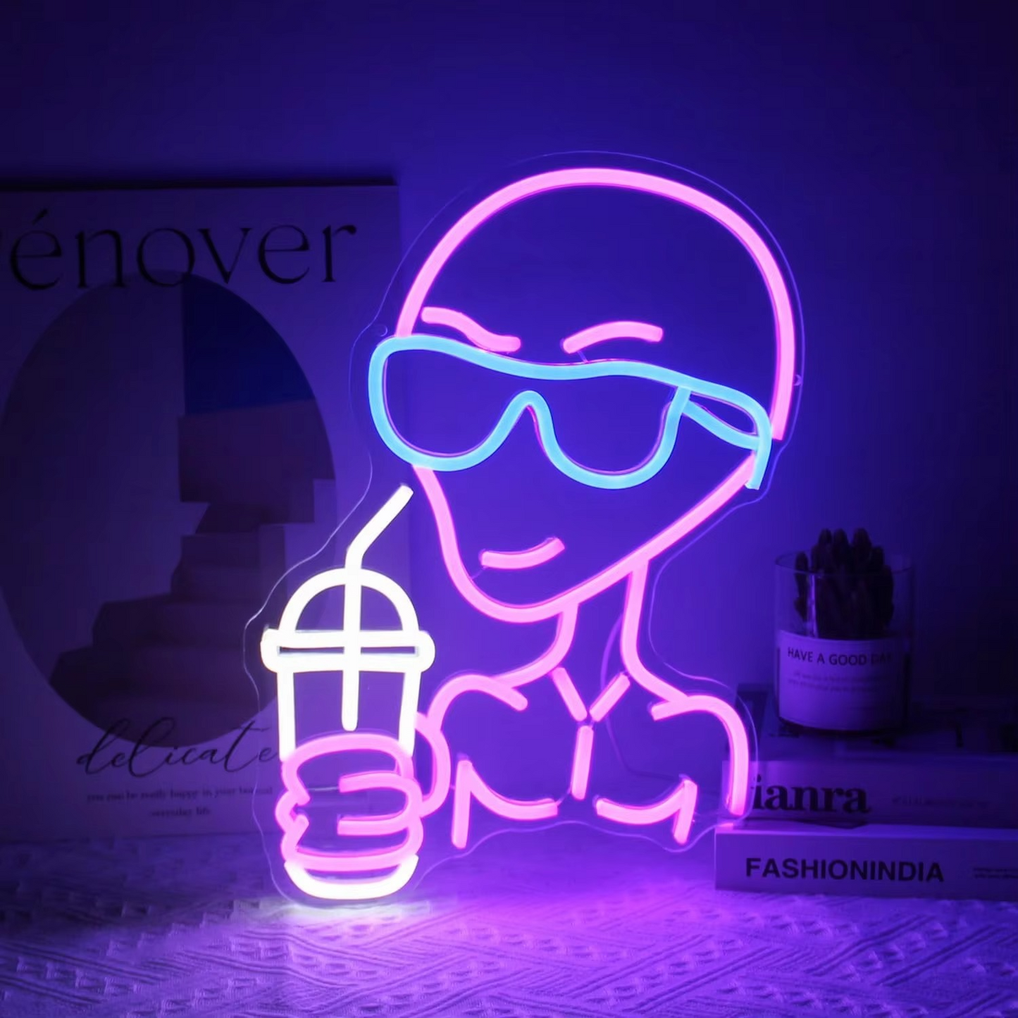 Galactic Glow LED Neon Wall Light with Easy Mounting Kit