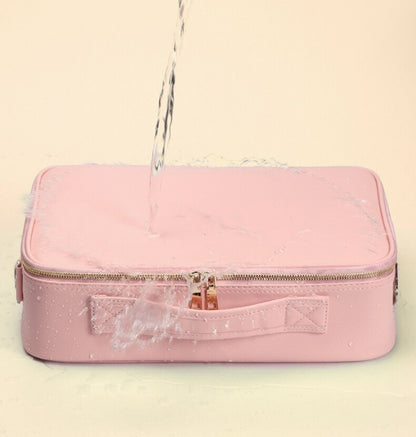 Versatile Makeup Storage Case with Adjustable LED Mirror
