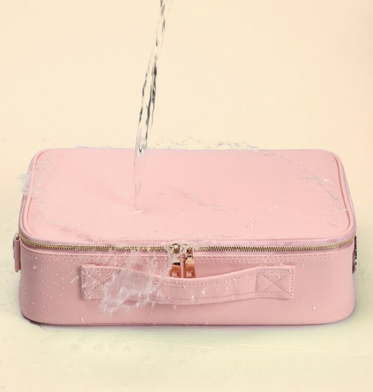 Versatile Makeup Storage Case with Adjustable LED Mirror