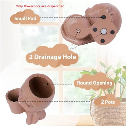 Artistic Dual-Faced Planter with Efficient Drainage for Home & Garden