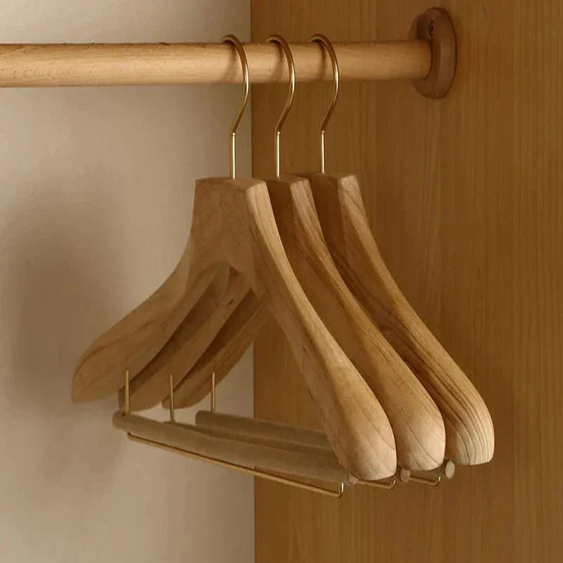 Premium Wide-Shoulder Wooden Hangers for Heavy Garments - Set of 2