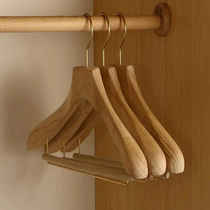Premium Wide-Shoulder Wooden Hangers for Heavy Garments - Set of 2