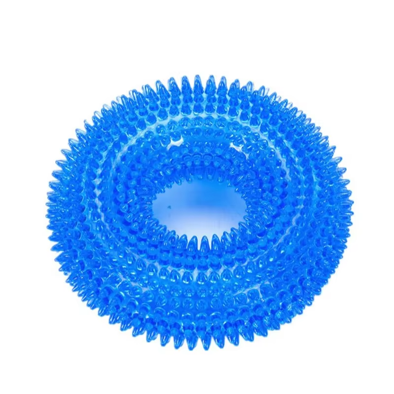 Interactive Chew Ring for Dogs with Textured Grip and Squeaker