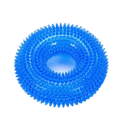 Interactive Chew Ring for Dogs with Textured Grip and Squeaker