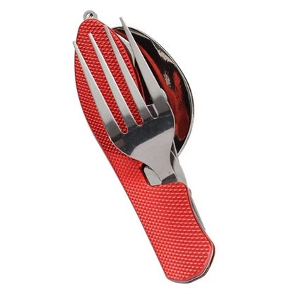 Compact Folding Outdoor Utensil Set with Stainless Steel Cutlery