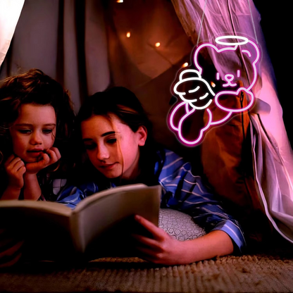 Cozy Bear Neon Lamp with Customizable Brightness and USB Power