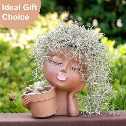 Artistic Dual-Faced Planter with Efficient Drainage for Home & Garden