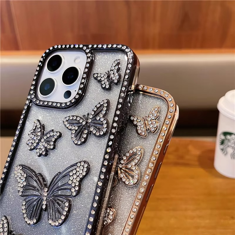 Sparkling Butterfly Phone Cover with Impact-Resistant Design