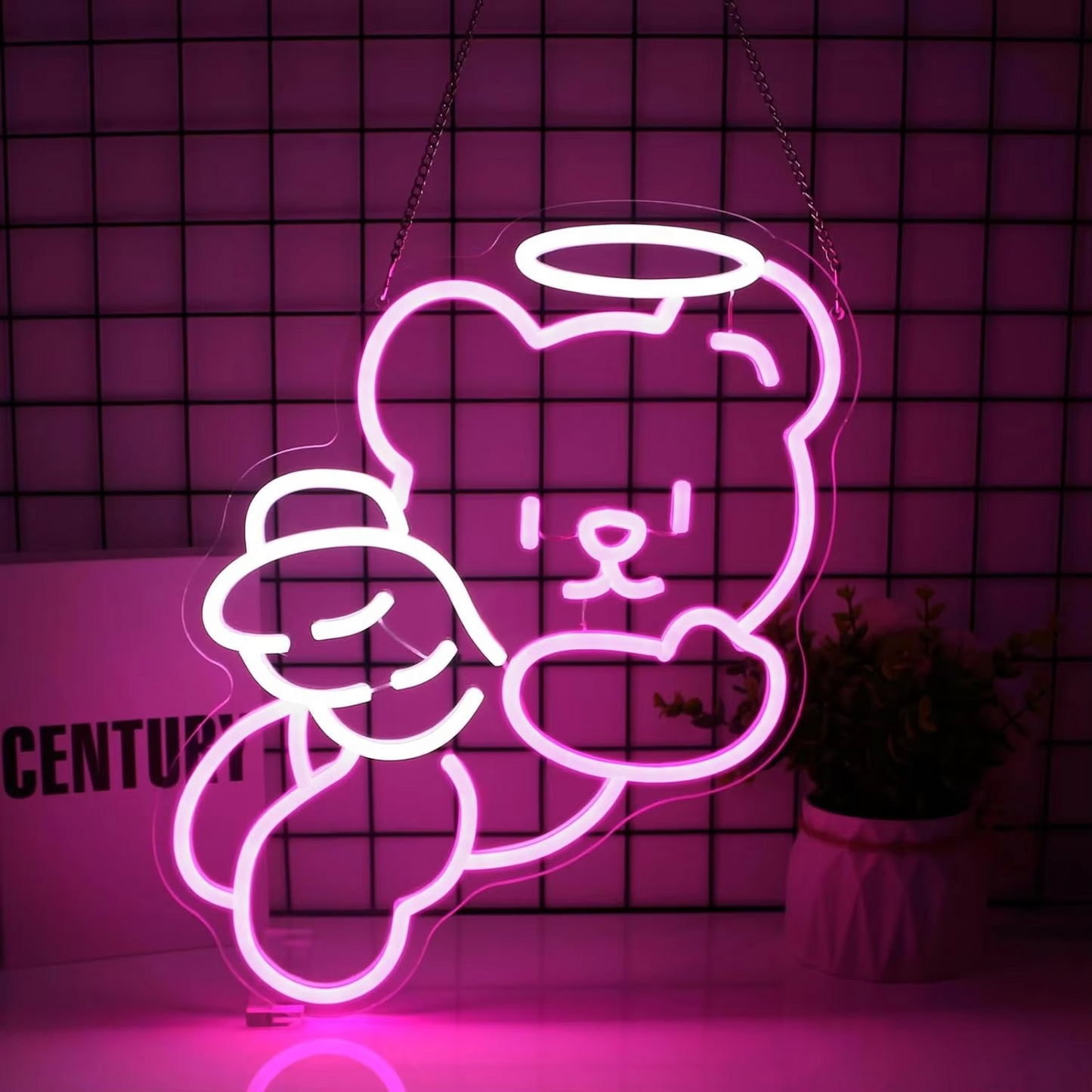 Cozy Bear Neon Lamp with Customizable Brightness and USB Power