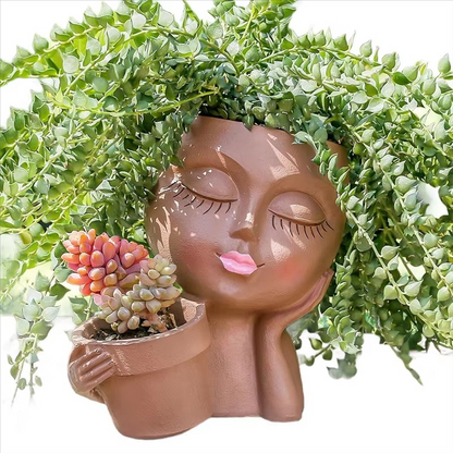 Artistic Dual-Faced Planter with Efficient Drainage for Home & Garden