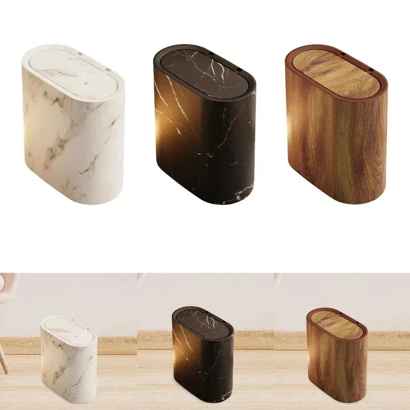 Elegant Oval Waste Bin with Push-Down Lid for Easy Use