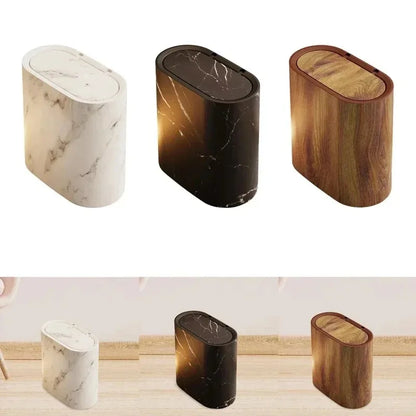 Elegant Oval Waste Bin with Push-Down Lid for Easy Use