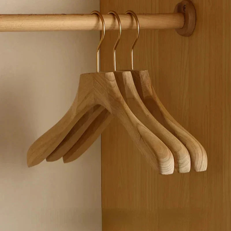 Premium Wide-Shoulder Wooden Hangers for Heavy Garments - Set of 2