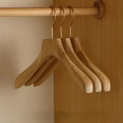 Premium Wide-Shoulder Wooden Hangers for Heavy Garments - Set of 2