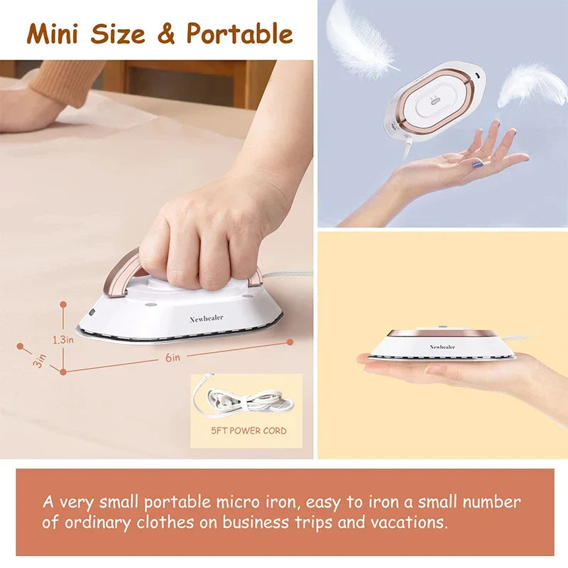 Compact Travel Iron with Fast Heating and Dual Pressing Modes