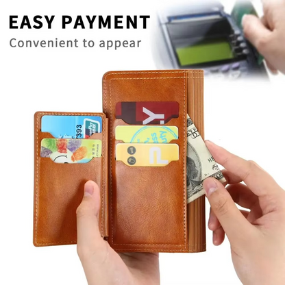 Smart Leather Wallet Case with Zip Closure and Stand Function
