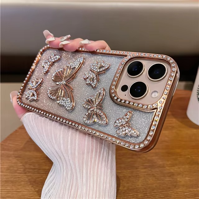Sparkling Butterfly Phone Cover with Impact-Resistant Design