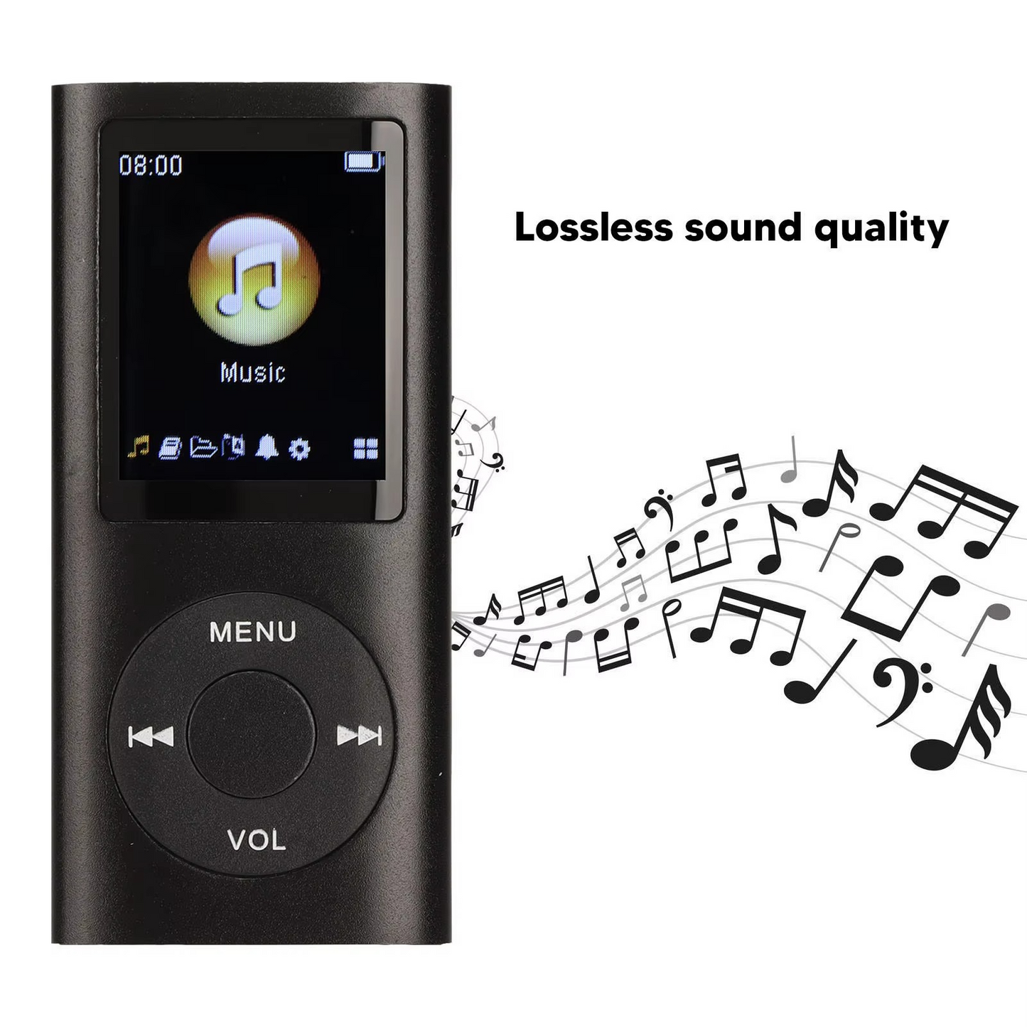 Slim Music Player with 1.8-Inch Display and High-Fidelity Sound