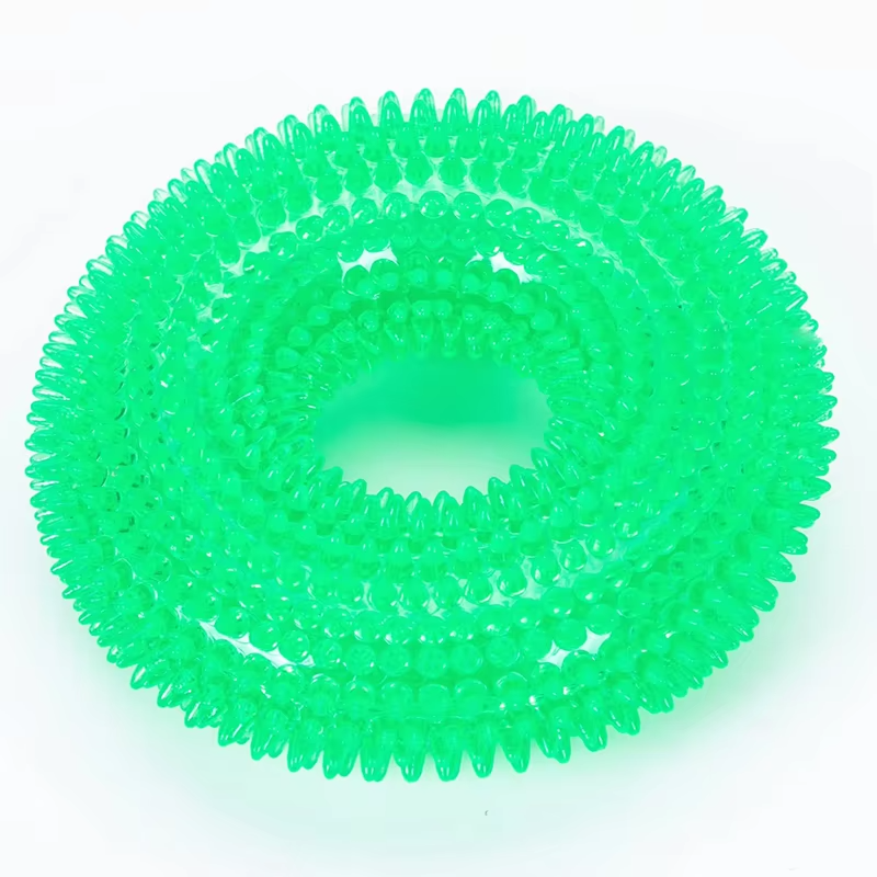 Interactive Chew Ring for Dogs with Textured Grip and Squeaker