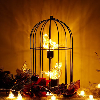 Charming LED Table Lamp with Vintage Birdcage Design