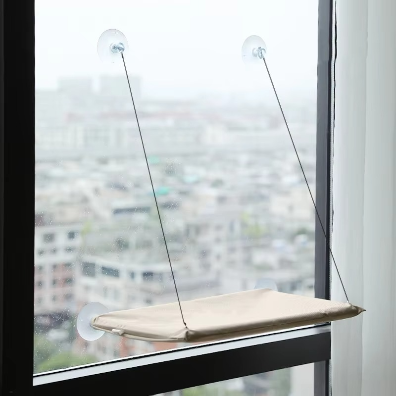 Cozy Cat Perch with Secure Suction Cups and Soft Bed, 24x12 Inches