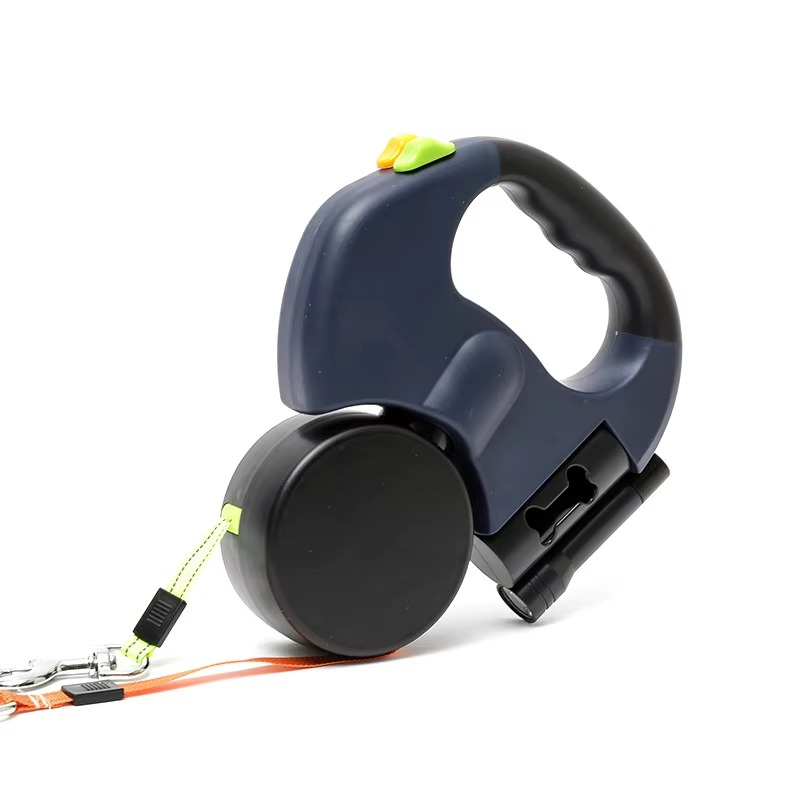 Smart Dual Dog Leash with LED Light and Waste Bag Holder