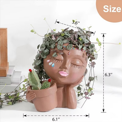 Artistic Dual-Faced Planter with Efficient Drainage for Home & Garden